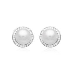 Cercei perle naturale albe din argint cu cristale DiAmanti SK15412E_W-G (Argint 925‰ 2,4 g.)